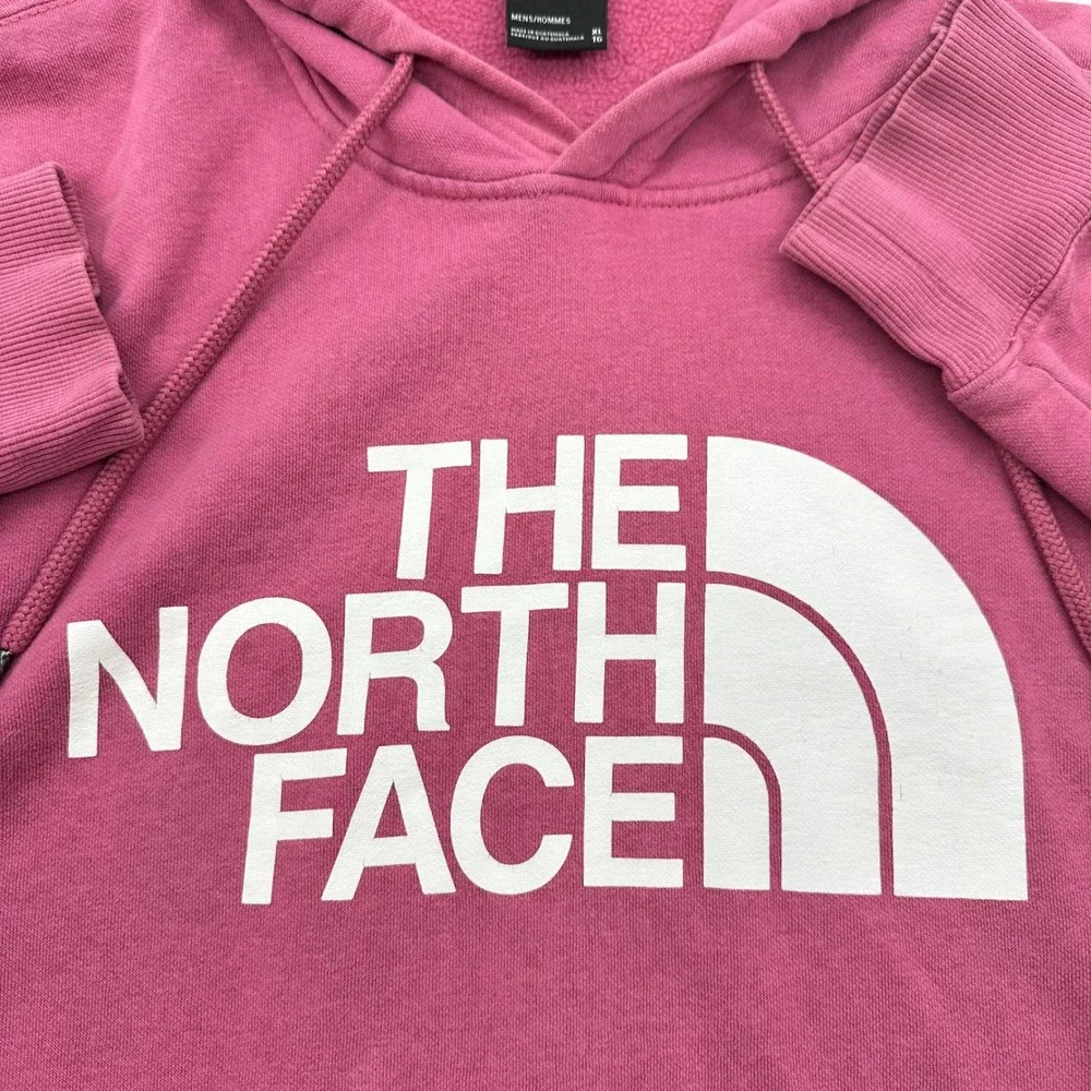 The North Face Mens XL Pink Logo Pullover Hoodie Fleece Sweatshirt READ